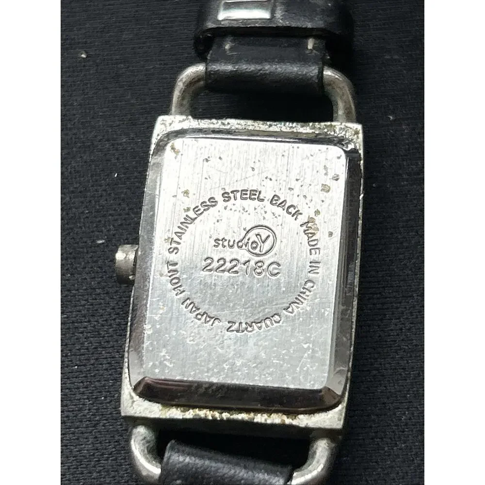 Studio Y Silver Tone Case Black Band Women’s Quartz Watch